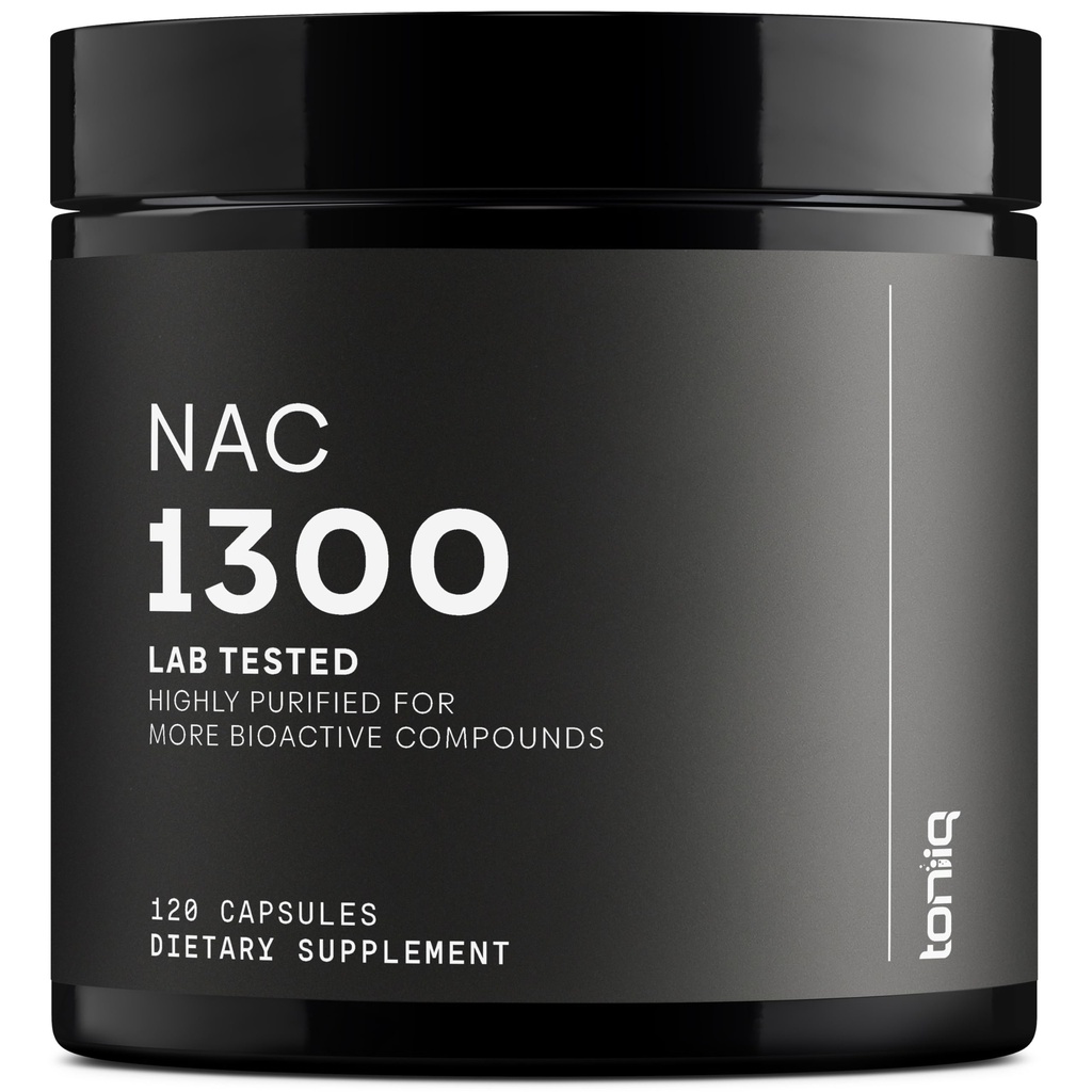 Toniiq 1300mg NAC - 2个月供应量 - Min. 98%+ 测试纯度 - 超高强度生物可用 NAC Cysteine 补编 - 120 维基百科中的相关条目: N乙酰 Cysteine Capsules - Lab 测试 TQ