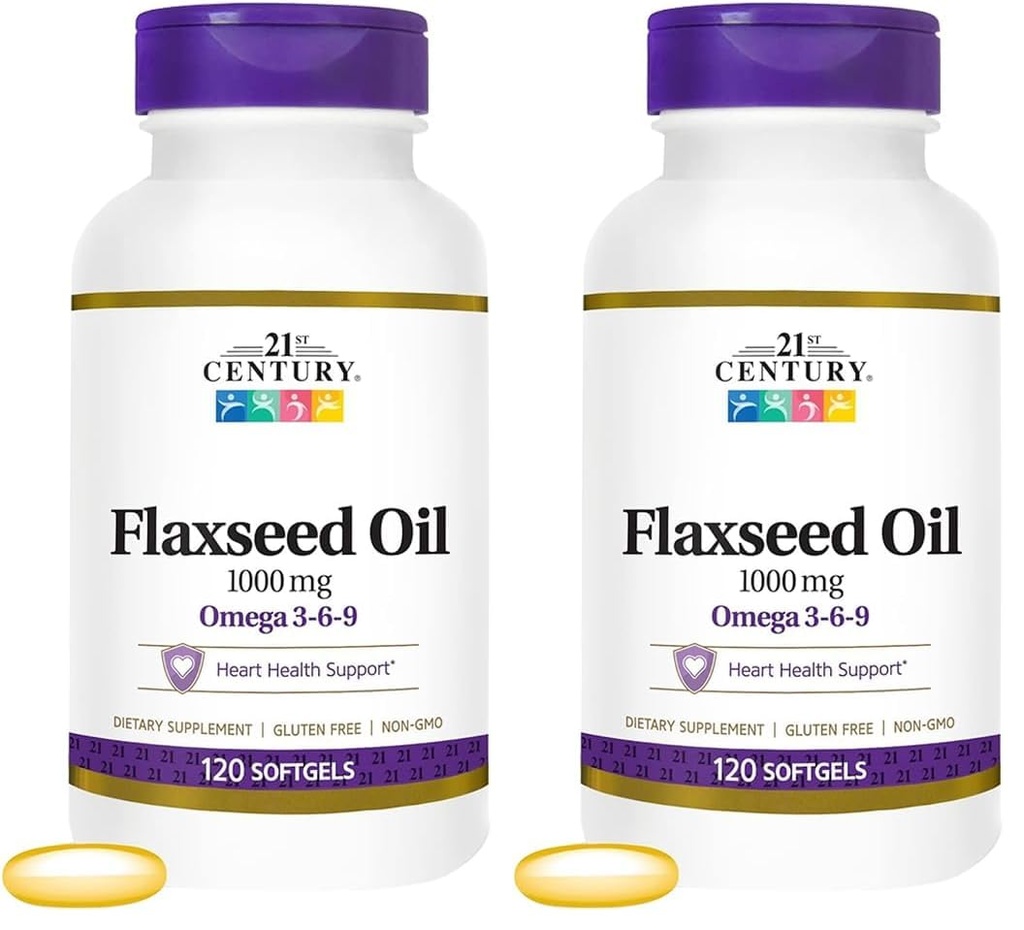 21世纪 Flaxseed Oil 1000 Mg Softgels, 120-Count (22871) (Pack of 2).