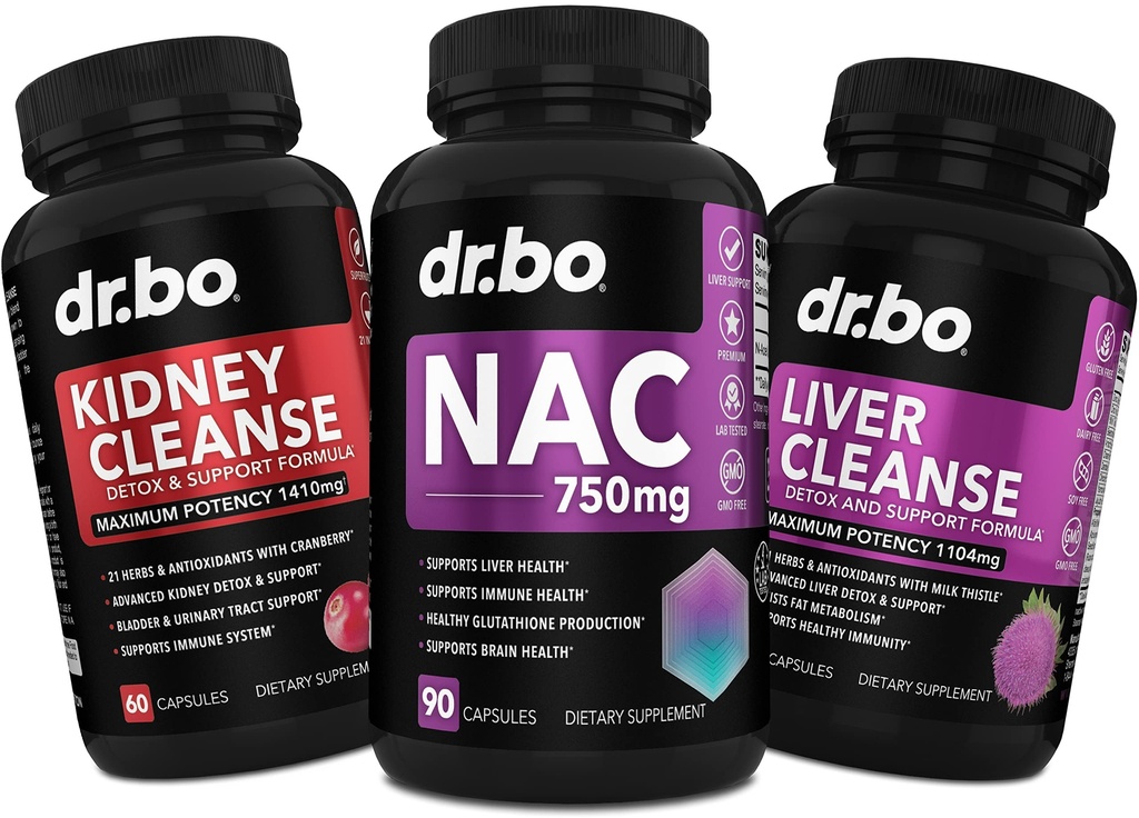 NAC Kidney Liver Cleanse Detox - 750mg N Acetyl Cysteine Pure Vitamin Capsule - Daily Liver Kedney Detox支持Gallbladder, Bladder Urinary Tracts Suppers & Milk Thetle (英语) (英语).