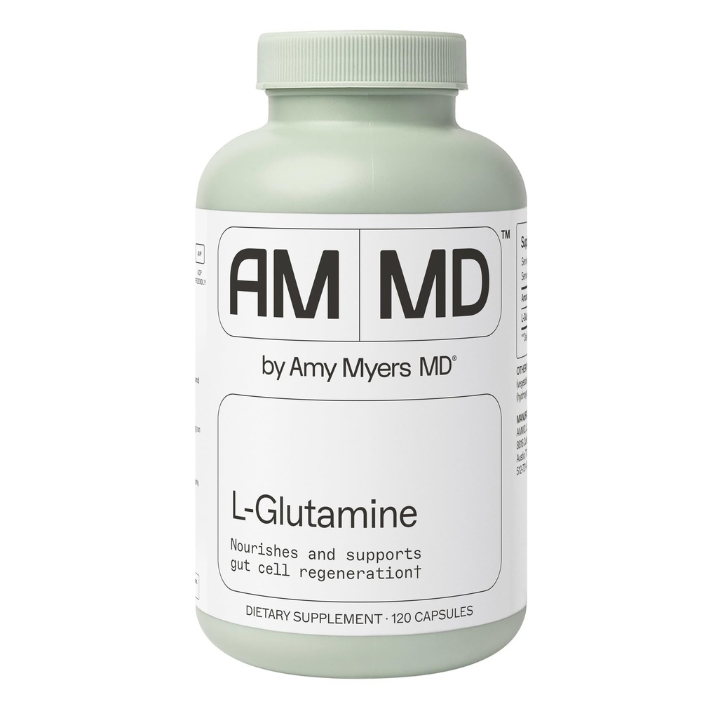 Amy Myers MD L-Glutamine Capsules - 细胞健康补编 - Gut Cleanse & Soothing Support for Stomach Relief - 健康肌肉支持 - 成人健康补编