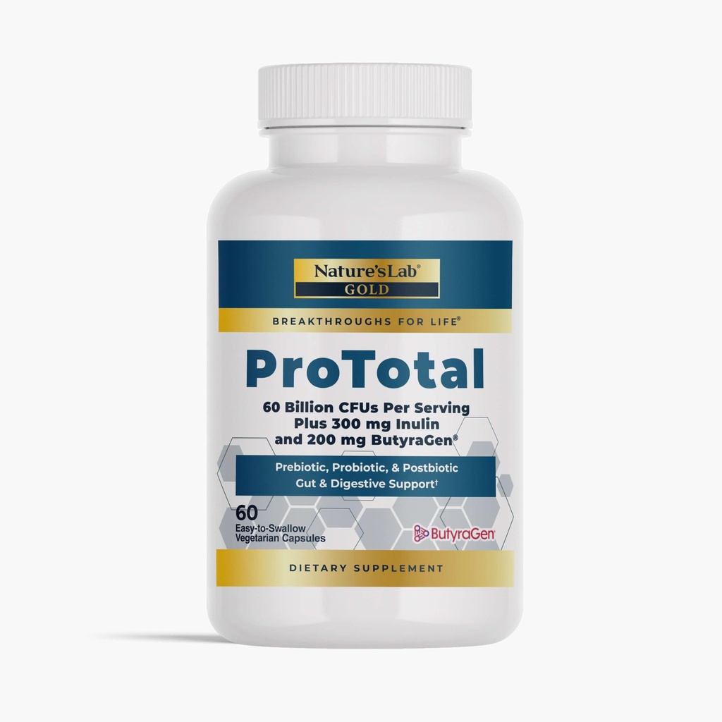 自然实验室黄金蛋白 - 60亿 CPU Probiotic, Prebiotic, Postbiotic, Synbiotic - 与 Butyragen (Direct Butyrate Generator) 60 Ct