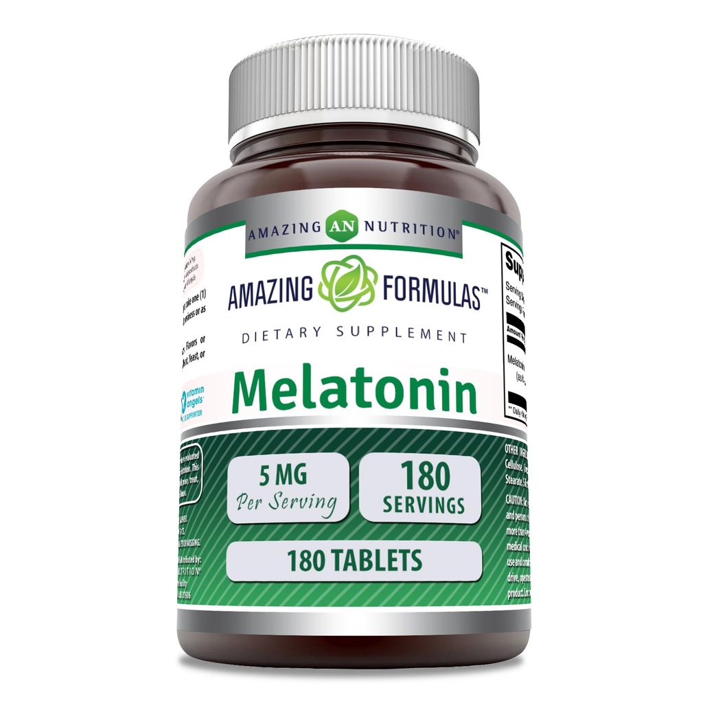 (原始内容存档于2018-07-21) (英语). Amazing Formulaments Melatonin Supplements QQ Unfavored 5 Mg 180 Tablets = Non-GMO = Gluten Free = 在美国制造.