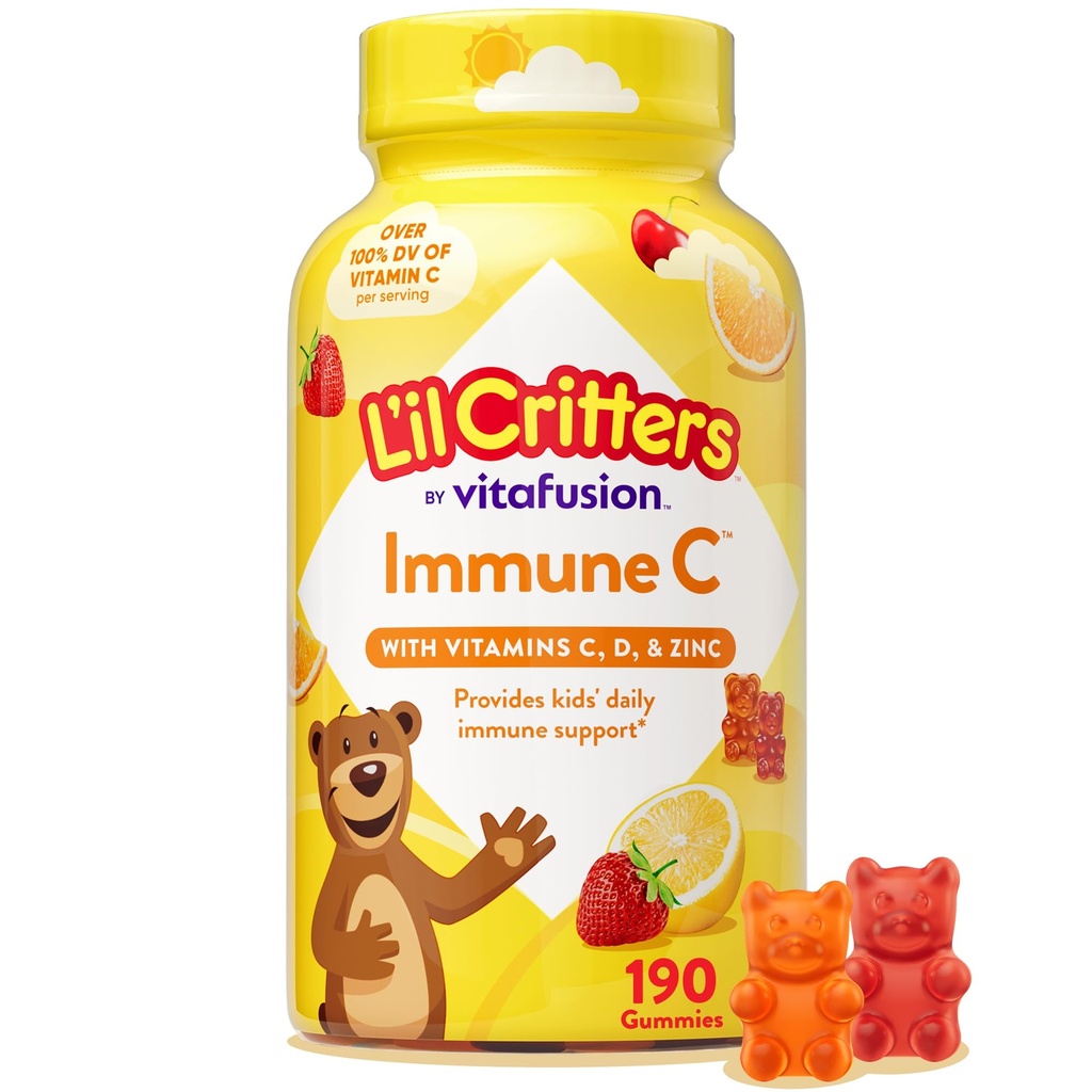 L 'il Criters Immune C Daily Gummy Supplements for Kids, Vitamin C, D and Zinc for Immune Support, Orange, Lemon,草莓和樱桃火焰,190 Gummys (包装5月Vary) 互联网档案馆的存檔,存档日期2013-03-02.