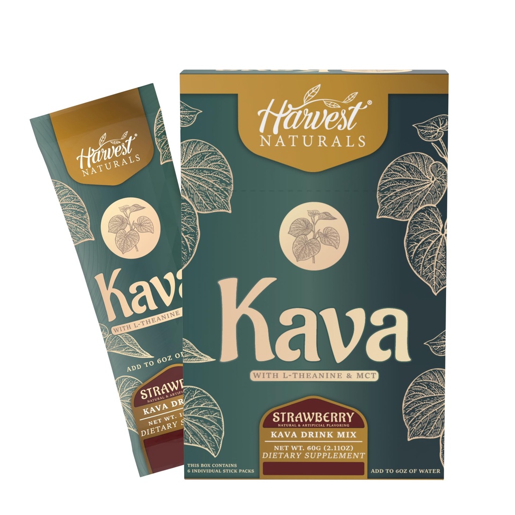 Kava 提取与 L- Theannine & MCT 饮用 Mix 草莓 Flavor + On-The-Go 棒添加到水 + 6 棒( 6 services)