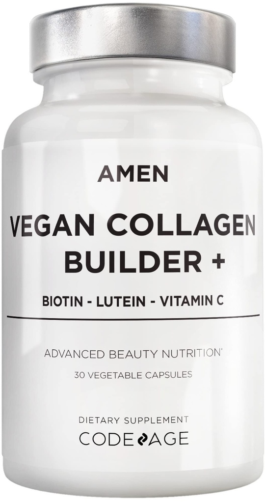 阿门植物基维根柯拉根建材补充剂 - 有机全食品,Lutein,维生素C,Biotin,Lysine,Proline Colagen Boosters - 有机Cranberry,柠檬,草莓 - Once Aday - 30 Capsules