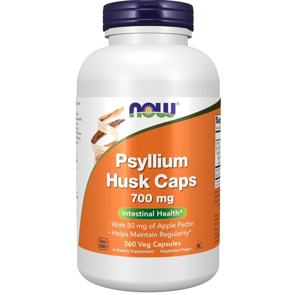 Now Foods 补充品,Psyllium Husk Caps 700 mg 配50 mg 苹果 Pectin,肠道健康*,360 Veg Capsules