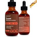超级蘑菇 8-in1 - 2 fl oz 液体提取器 - 大脑助推器和免疫支持滴 - Reishi, Lion's Mane, Cordyceps, Chaga, Mitake, Turk Tails, Shishitake, Agaricus - 高潜力 - 45日供应