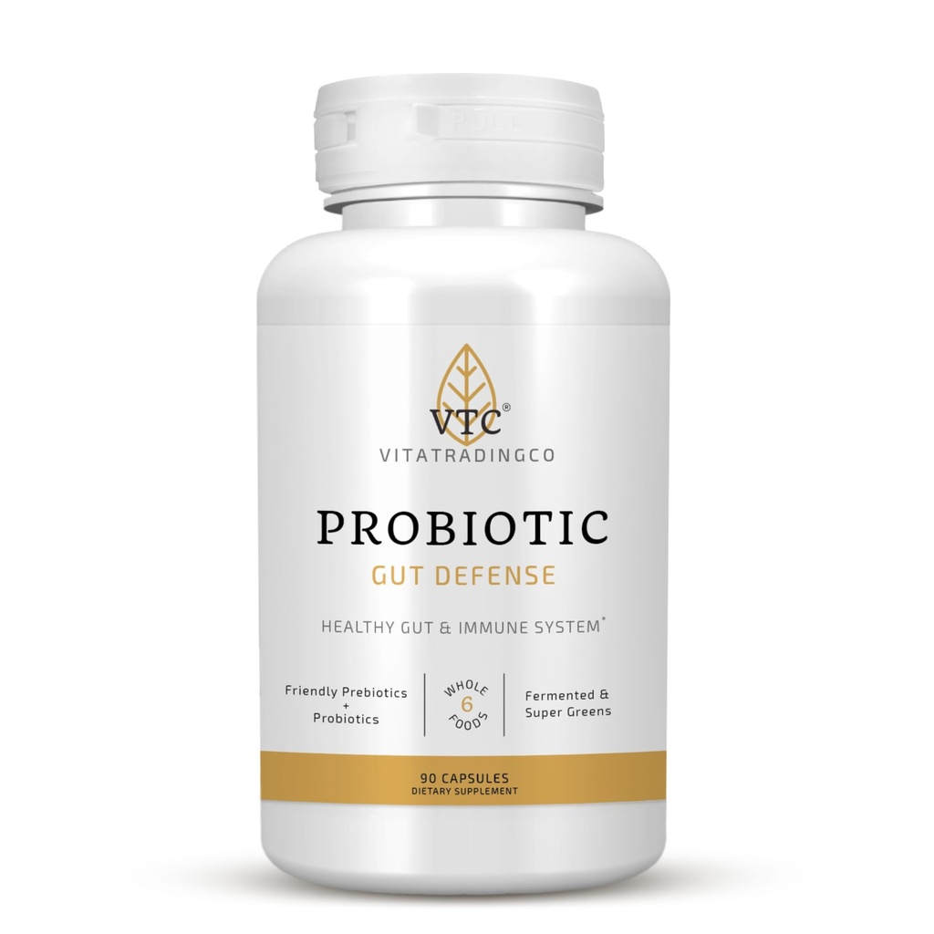 VTC VitaTrading Co. 抗生素 Gut Defense & Gut Health & Digestion 的抗生素和抗生素 1亿CFU 配全食基地 90 Capsules
