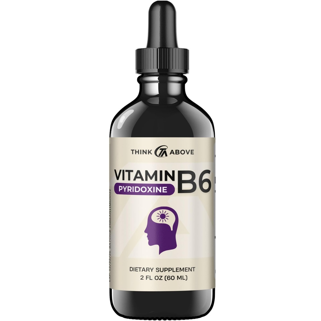 维生素B6液滴 - Pyridoxine hcl - 快速吸附 - 支持脑功能,免疫系统,神经系统和Mood - 17 mg 1000% DV - 填充器 - 30天供应 - (2 oz) 成人