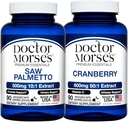 Morse医生的Saw Palmetto 5000mg & Cranberry 3000mg Bundle -- -- 前列腺保健、尿道切克支助和男女总体健康,FDA-注册,NSF-认证90 Capsules