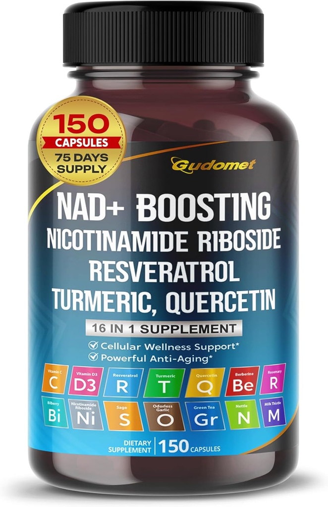 NAD+ 促销跨恒温特罗尔 Turmeric Quercetin Rosemary Bilberry Sage 绿色 茶叶 Oregano Nettle 牛奶硝酸盐黑辣椒 - 150 Capsules - 在美国制造