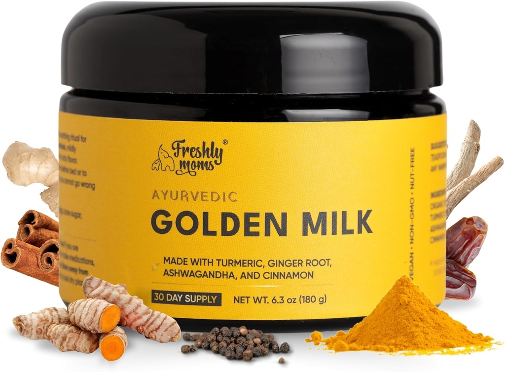 Ayurvedic Golden Milk + 超级食品补充粉 + 天然豁免支持 + 推动休息 → 有机 Ashwagandha, Turmeric, Ginger & More + 30 服务 - OSH Wellness