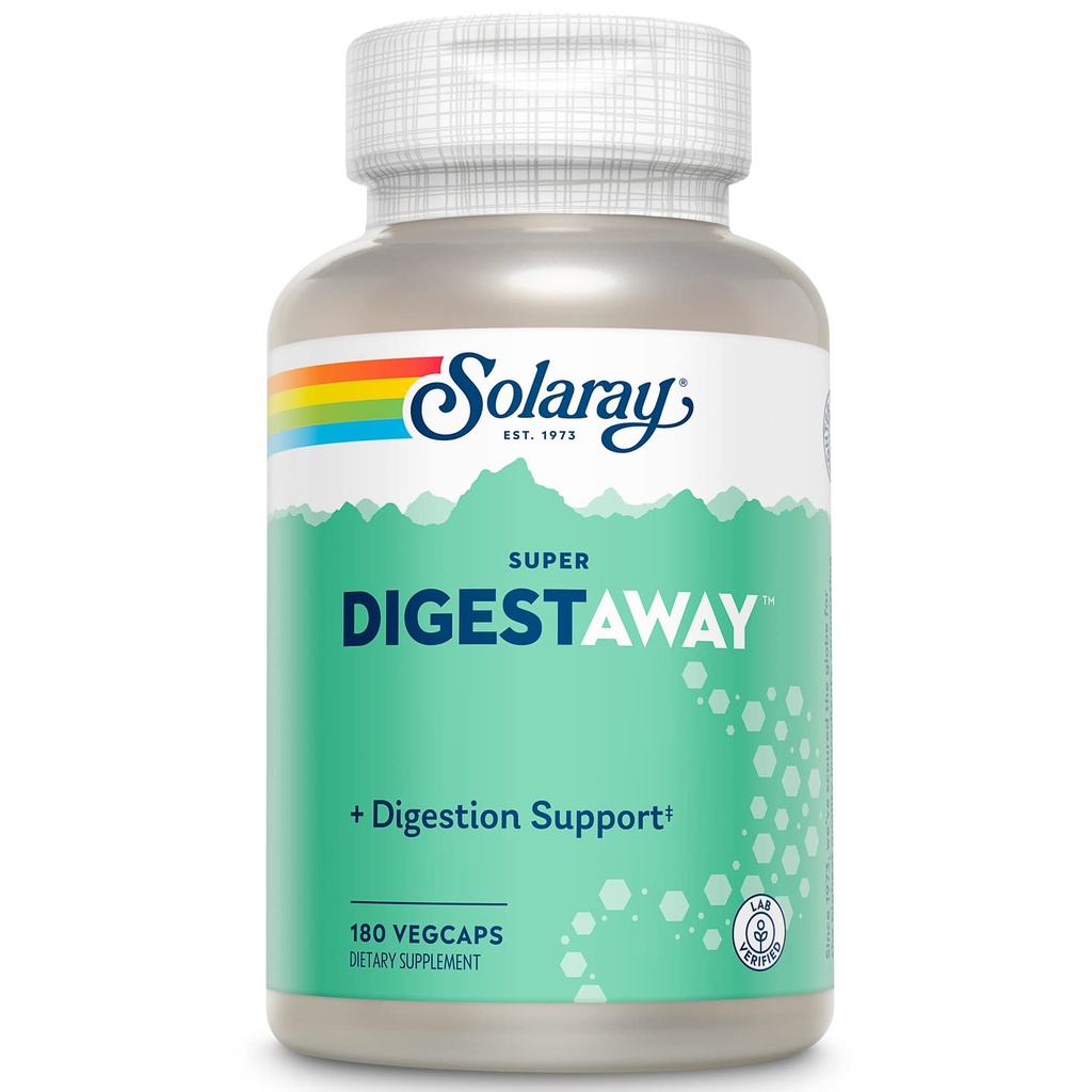 SOLARAY 超级摘要集 消化酶 - Pancreatin, Papain, Ginger, Pepsin, Betaine HCl, Aloe Vera, 以及 More - 消化和营养吸收支持 - Lab 校验 - 180 Veg Caps