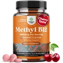 可口味的维生素B12 1000 mcg - 甲基B12 维冈维生素用于脑支持 自然能源 - 骨质健康眼护理和用毛皮和直肠卤素的毛靴
