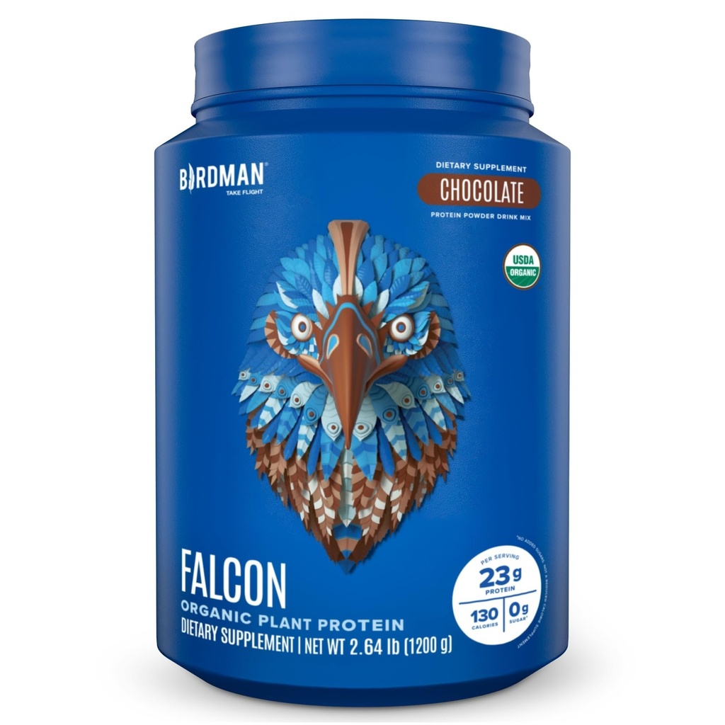 BIRDMAN Falcon Vegan蛋白蛋白粉组织、Stevia和无糖、植物蛋白、低碳、乳制品、Keto、Non Whey蛋白、蛋白质、Piobiotic、Pea蛋白 QQ巧克力-Flavor - 37种