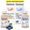 Genexa儿童清洁日夜咳嗽药,Dye免费,0 %人工添加剂,儿童咳嗽,胸腔摄入,Runny Nose & Sneezing Relief, Ages 6+,有机蓝莓火焰,8 fl oz(2包)