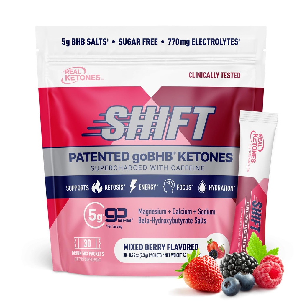 真正的 Ketones BHB 外源 Ketones 饮用 Mix Packets Keto 电解片 Powder Packets 无糖 配以 4 主快快电解片 Plus 水解 专利 Keto BHB - 30 混合贝里咖啡因