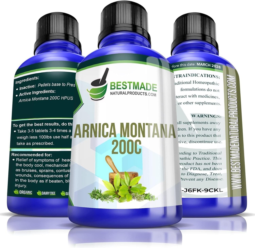 最佳天然产品Turbo Arnica 200C -- -- 综合Arnica Pellets促进肌肉恢复、减轻痛苦和综合健康支助,350 Pellets