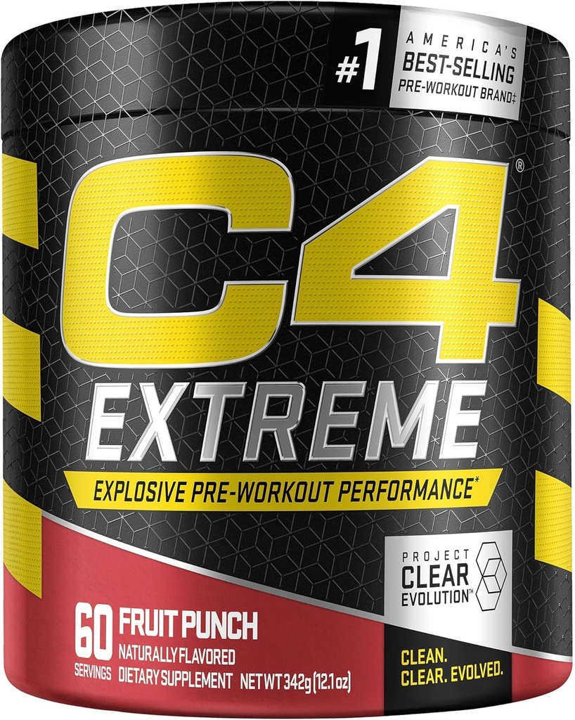 C4 极端工作前果汁 + 男女工作前能源补充 + 200mg Cafeine + Beta Alanine + Creatine 60 服务