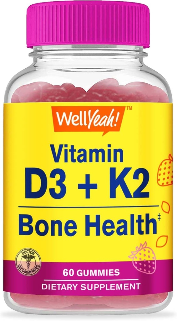(原始内容存档于2017-03-03). Wellyeah Vitamin D3 + K2 Gummys - Vitamin D3 1000 IU,K2 100 MCG - Bone and Muscle Health Support, Natural Flamors, GMO Free, Gluten Free, Vegan - K2 D3 维生素补充60 Gummys.