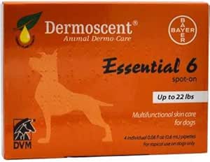 Bayer Dermoscent 6 小狗皮肤护理点,最多22磅鱼油营养补充剂