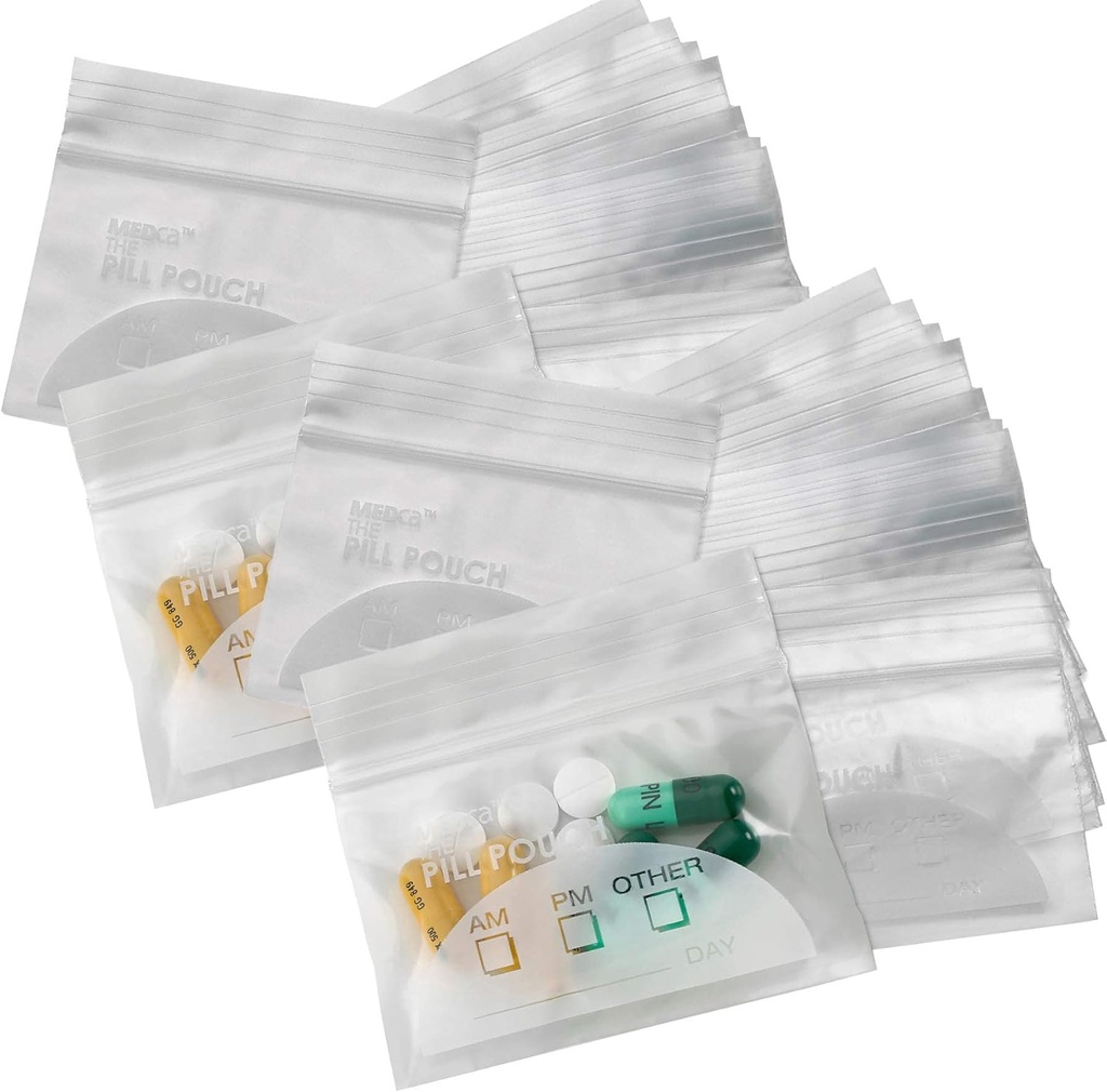 Pill Pouch Bages - (Pack of 400) 3"×2.75" - BPA-无包装, Poly Bag可处理的Zipper Pills Baggies, Daily AM PM 旅行药品组织者存储邮袋, 最佳清空重用写标签