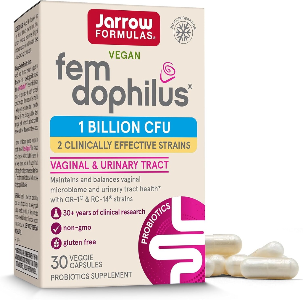 Jarrow Formats Fem-Dophilus - 1亿个服务对象的器官 - 30个Veggie Capsules - 妇女代孕 - 尿道切除术 - 最多30个服务对象