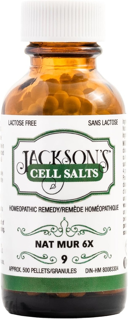 杰克逊的#9 Cell Salt NAT Mur 6X(500 Pellet瓶) – 认证 Vegan,Lactose-Free Schuessler 组织 Salt Natrum Muriaticum 6X