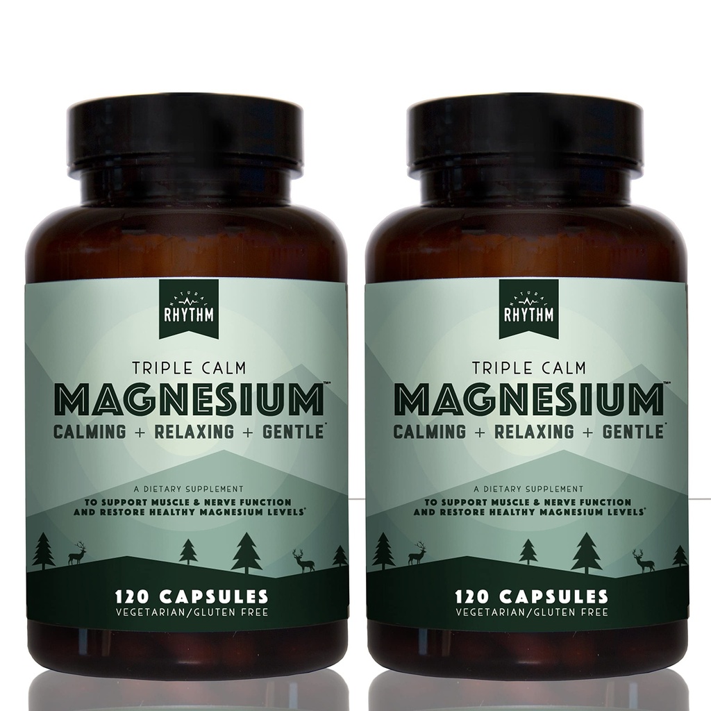 天然韵律 3  calm 镁 150 mg - 2 Pack – 镁 补充剂 镁 甘油酸镁,马拉特,和陶拉特. 促进休息和放松的冷静组合——120个瓶子