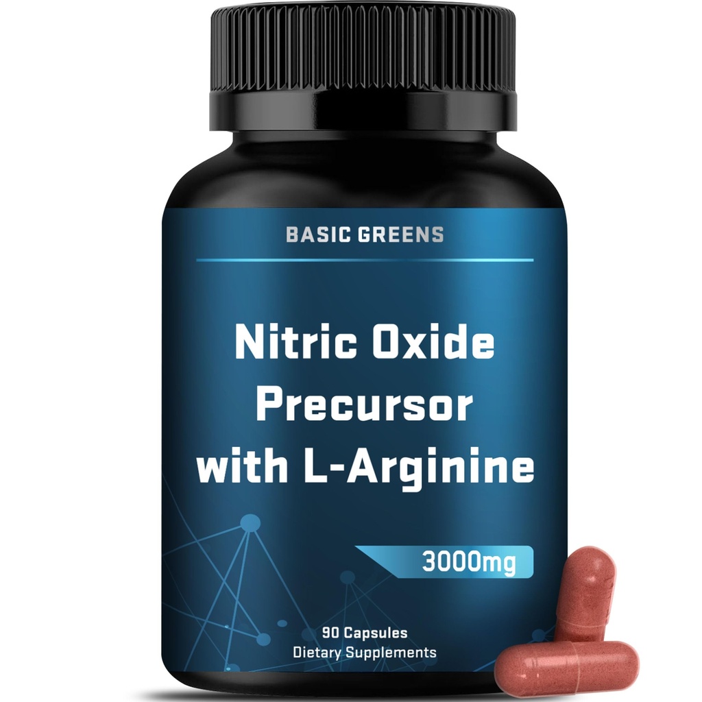 L-Arginine 3000mg Nitric Oxide 男女非GMO Vegan Capsules 配有甜菜根,用于流通、耐力、能源、Stamina、性能和工作 90 Caps