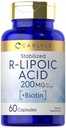 Carlyle R-Lipoic Acid 200mg → 60 Capsules → 与 Biotin → 非 GMO 稳定 RLA , 无胶质