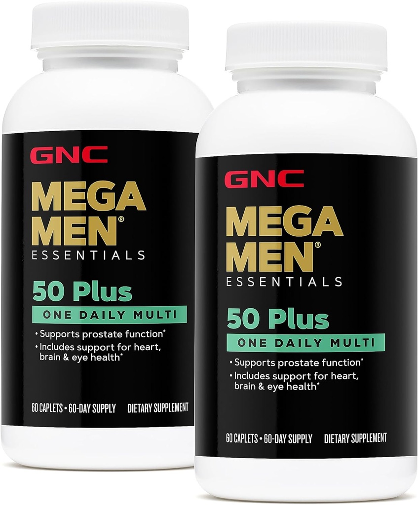 GNC Mega Men 50 + One Daily multivitamin, Twin Pack, 60 caplets 每瓶,支持心脏,大脑和眼部健康.