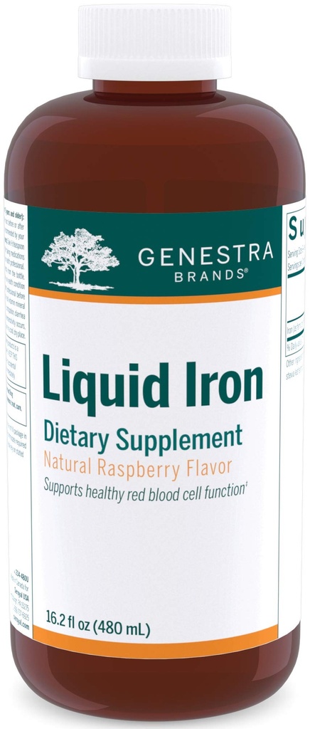 Genestra Brands Liquid Iron → Colloidal Mineral 补充 → Natural Raspberry Flavor → 16.2 f. z.