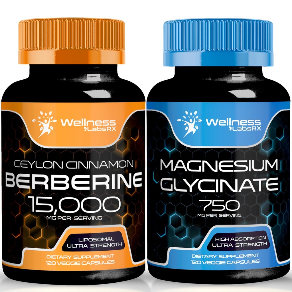 Berberine 补充剂 1500mg - Liposomal Berberine 与锡兰锡桂 → 甘化镁 Capsules - 750mg - 镁 补充剂 高吸收剂