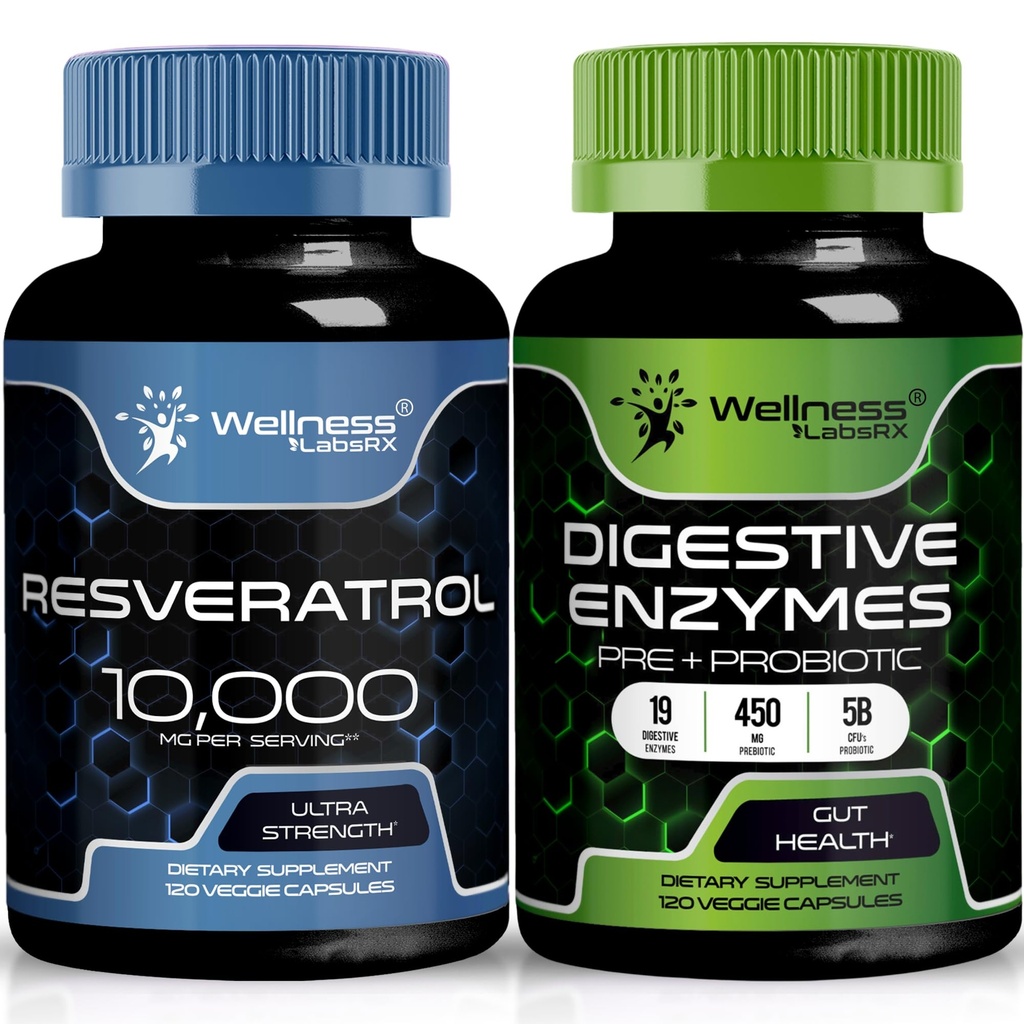 WellNess LABSRX resveratrol Capsules 10,000mg - 消化酶 450mg