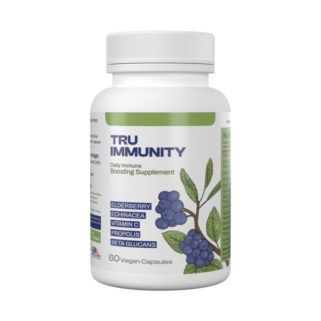 特鲁豁免布斯、免疫支助补充品、长莓、Echinacea、维生素C、Propolis和Beta Glucans、60名Vegan Capsules成人的免疫促进剂维生素