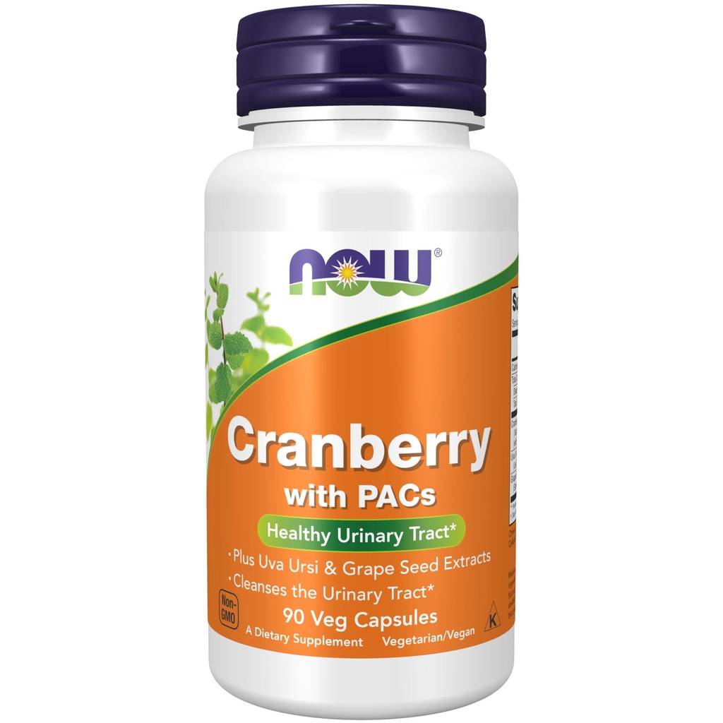 Now 补充品, Cranberry 与 PACs , 加上 Uva Ursi 和 Grape 种子 提取 90 Veg Capsules