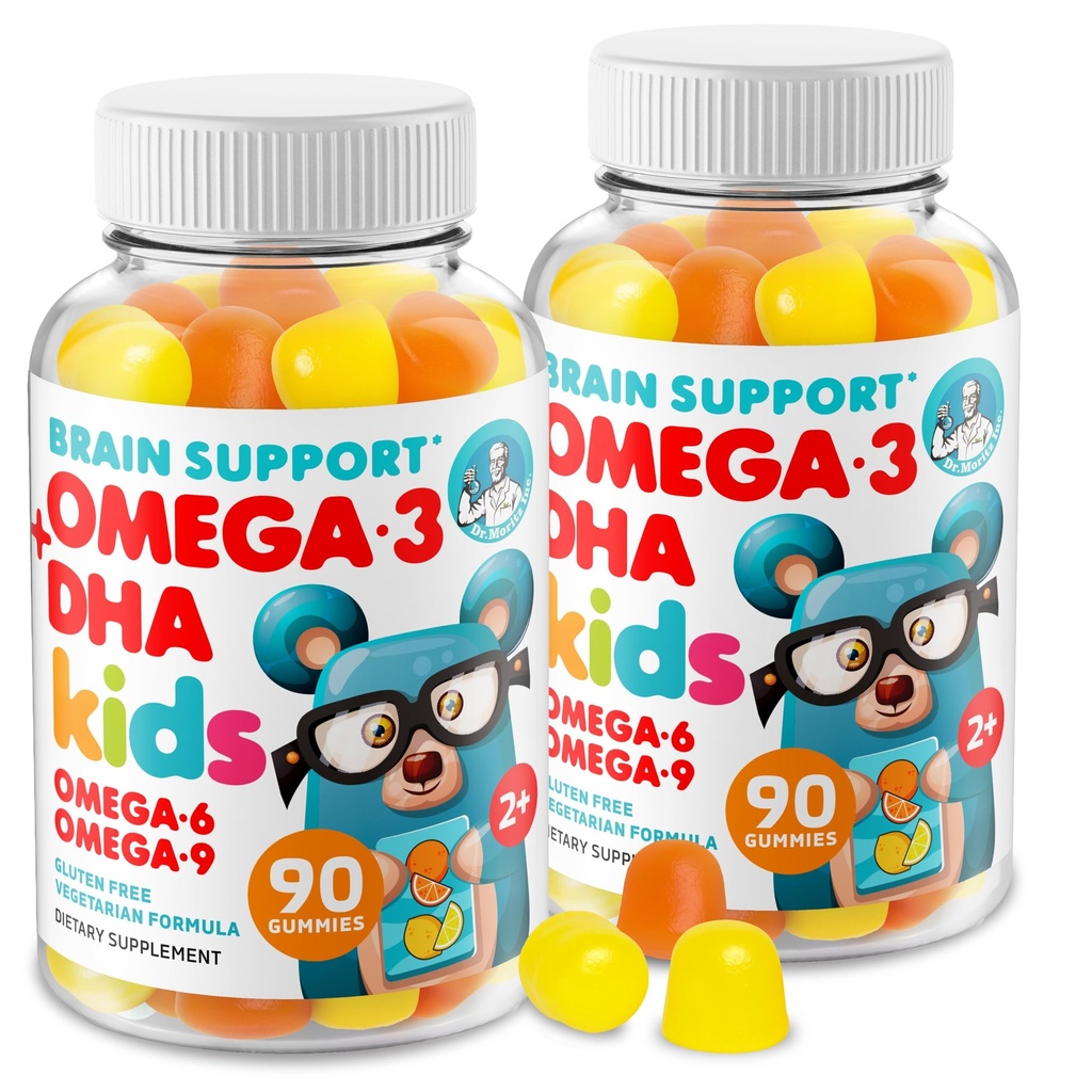 DR. MORITZ Omega 3 Kids Gummys (180 Counter), Vegan Omega3 Gummys for Kids with no Fish Oil, Vitamins for Brain and Heart Health, Gluten-Free Omega 3 6 9 (英语).