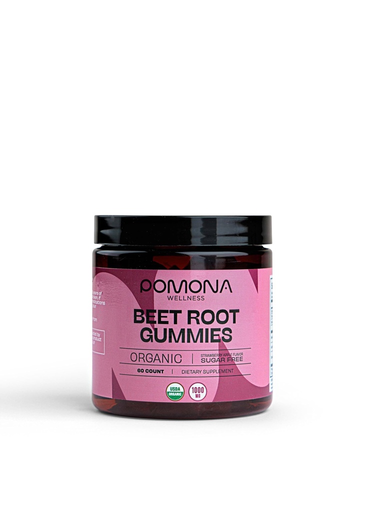Pomona Wellness 有机Potenty Beetroot 粉末 1000 mg – 不含糖,硝酸氧化物补充剂 – 天然草莓和苹果 Flavor, Vegan, 60 Count