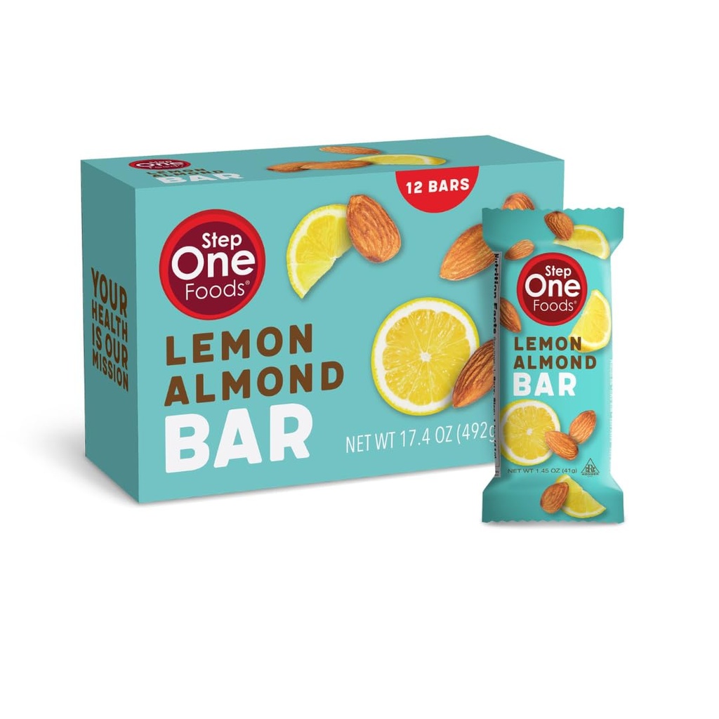 步骤一食品 柠檬杏仁酒吧 心脏健康小吃厂 Sterols Omega 3's highfiber Snack Gluten & Dairy Free, Vegan, Zero Sodium, Granola Bars (12 Pack) 互联网档案馆的存檔,存档日期2011-12-22.