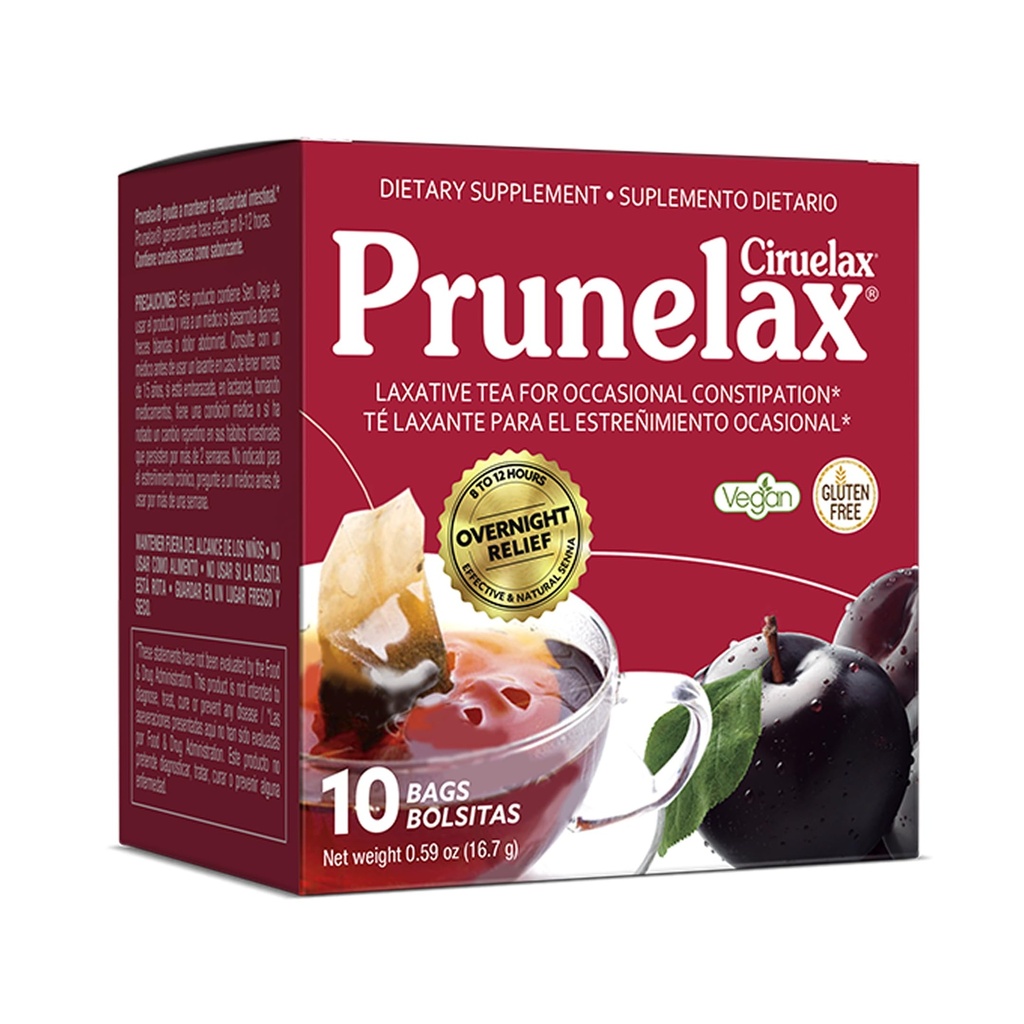 Prunelax Ciruelax 常规强力拉力茶袋 - 用天然森纳提取器制成,用于偶尔便秘,森纳提取器 - 10 Bags