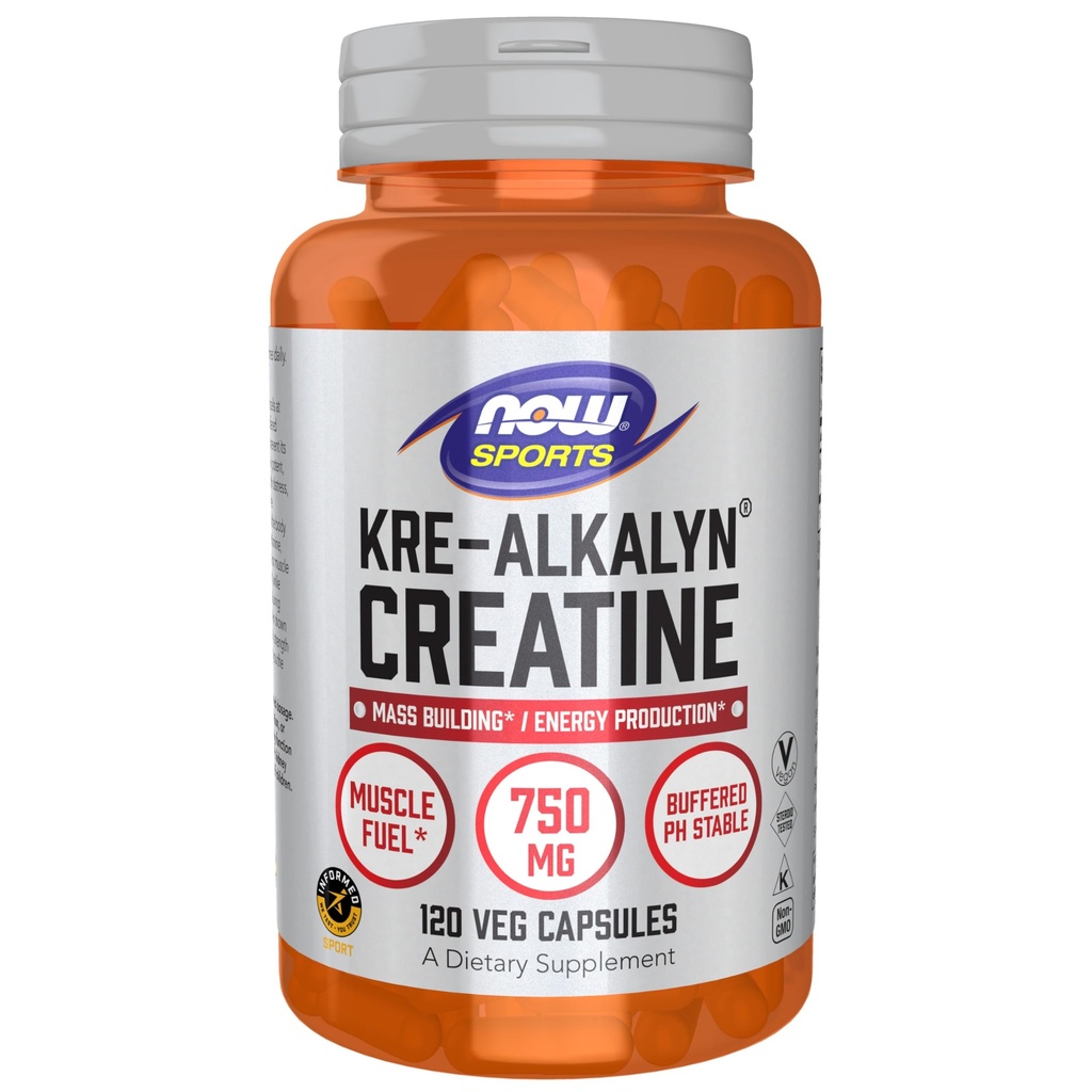 食品运动营养,Kre-Alkalyn Creatine 750毫克,质量建筑*/能源生产*,120 Veg Capsules
