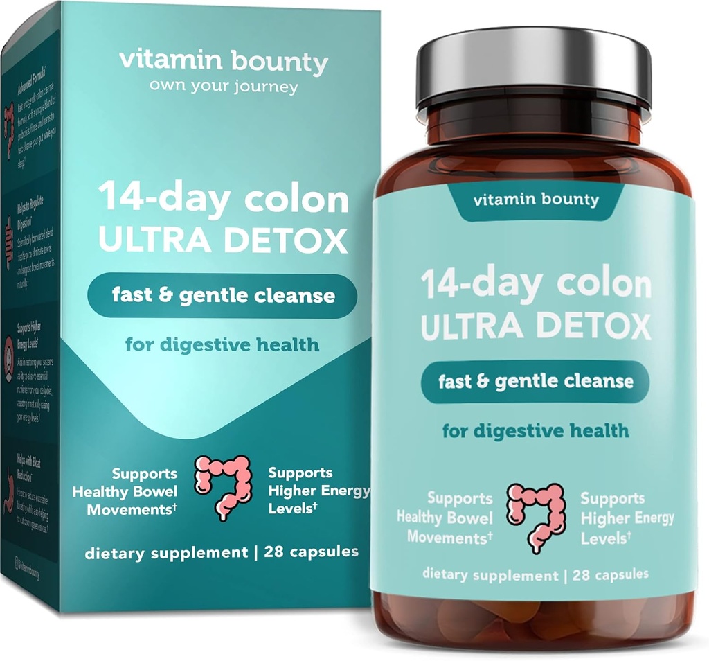 维生素丰度14天Colon Ultra Detox cleanse - Gentle Colon cleanse, Colon cleanser Detox, Soothing Gut cleanse, 支持古特健康与正常的肠道运动, 消化性健康 - 28 Capsules