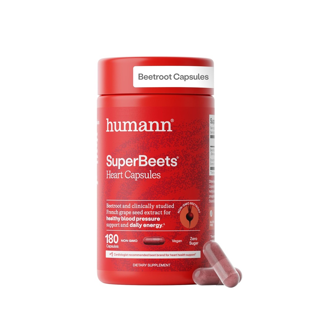 HumanN Super Beet Beet Root Capsules 快速释放1000mg, 帮助支持硝氧生产,血压,心脏健康,包含非GMO Beetroot粉,研究抗氧化剂180 计数