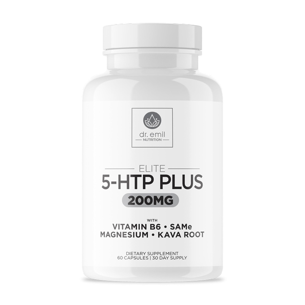 200 MG 5-HTP Elite 配有 Kava 根提取器、镁和SAM-e 维持正常健康睡眠并创造福祉感 -- -- 5HTP 配有维生素B6的补编 -- -- 60 Capsules, 30种服务