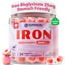 女子维干铁增产品25mg,无糖铁胶带维生素C,Methy B12,Folate for Energy Boost,铁的缺乏性,无后味,Peach Flavor - 60 Counter (Pack of 2).