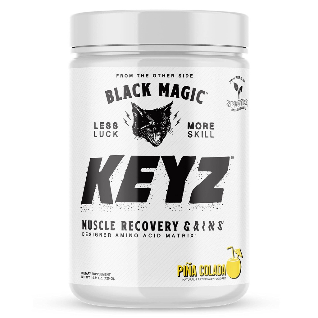 黑魔法 Keyz 氨基酸基质粉 - 肌肉恢复和耐力 - EAA的,BCAA的, & Taurine - Keto, No Sugar, Cafeine Free - Pina Colada - 14.81 oz
