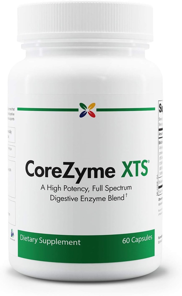 停止现在的老化 - CoreZyme XTS - 完整的光谱消化酶 Blend - 免疫支持,健康消化,纳赛亚,Bloating & Gas Relief - 乳酶,Protaase, Amylase, Ox Bile 提取 - 60 Caps
