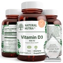 Natural Nutra Supreme Vitamin D3 400 IU Softgels, Helps boost Immune, 支持肺部健康,阳光维他命, 帮助改善心血管健康, 骨骼和牙齿强力, Gluten-Free, 100 Softgels