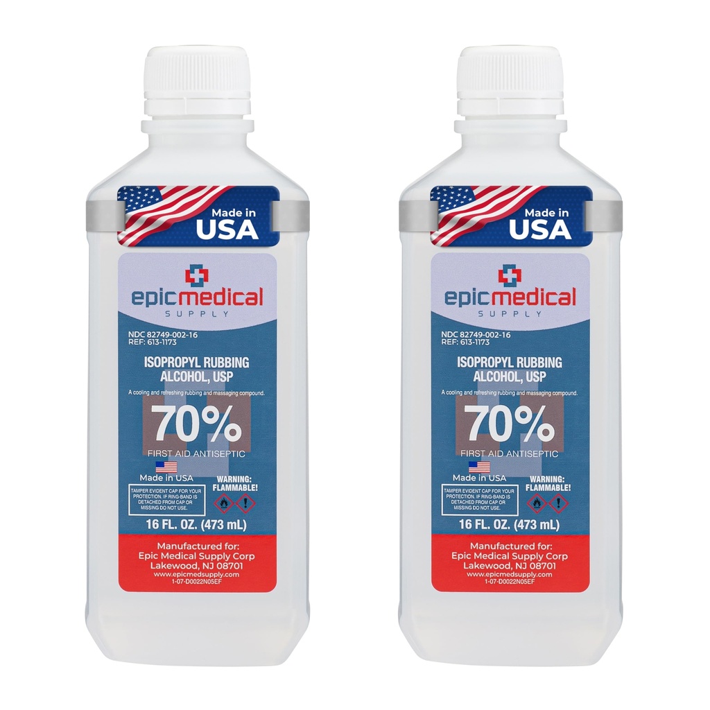 70% Isopropyl Alcohol 70 Percent Rubbing Alcohol 70 Percent USP, 16 oz. Bottle, Multipurpose First Aid Antiseptic for Minor Wounds, Cuts, Scrapes and Burns | Home Cleaning and First Aid Tool (2)